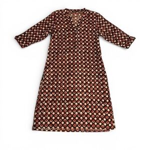 STOP Women’s 3/4 Sleeve Casual Dotted Pattern Dress Size Large
